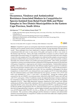 Occurrence, Virulence and Antimicrobial Resistance