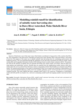 Modelling Rainfall Runoff for Identification of Suitable Water Harvesting Sites in Dawe River Watershed, Wabe Shebelle River Basin, Ethiopia