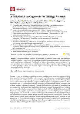 A Perspective on Organoids for Virology Research