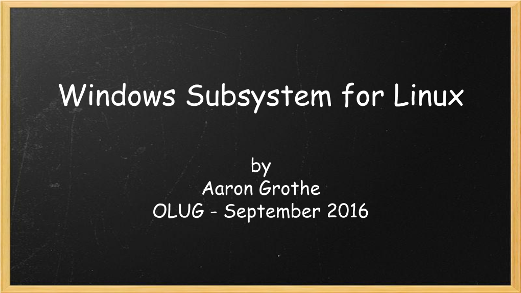 Windows Subsystem for Linux