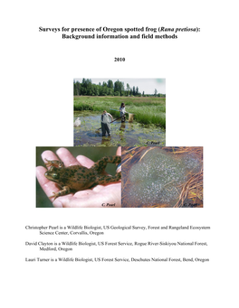 Surveys for Presence of Oregon Spotted Frog (Rana Pretiosa): Background Information and Field Methods