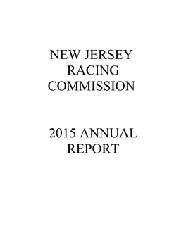 New Jersey Racing Commission 2015 License Revenue Received Standardbred, Thoroughbred, Account Wagering & Off Track Wagering Combined