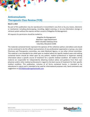 Anticonvulsants Therapeutic Class Review (TCR)
