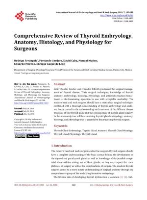 Comprehensive Review of Thyroid Embryology, Anatomy, Histology, and Physiology for Surgeons