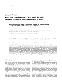 Complications of Common Gynecologic Surgeries Among HIV-Infected Women in the United States