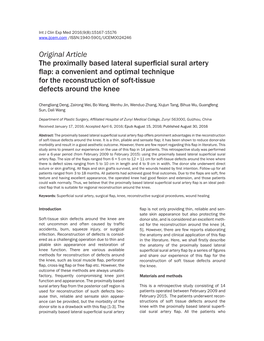 Original Article the Proximally Based Lateral Superficial Sural Artery Flap: A