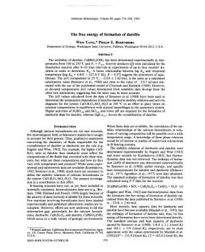The Free Energy of Formation of Datolite