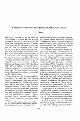 A Preliminary Phytochemical Survey of Papua-New Guinea