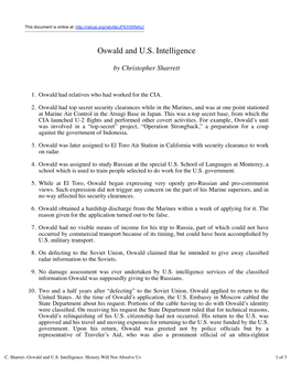 Oswald and US Intelligence