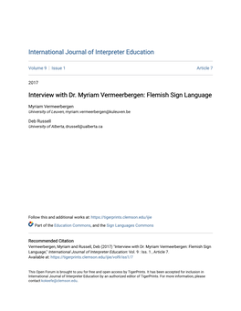 Interview with Dr. Myriam Vermeerbergen: Flemish Sign Language