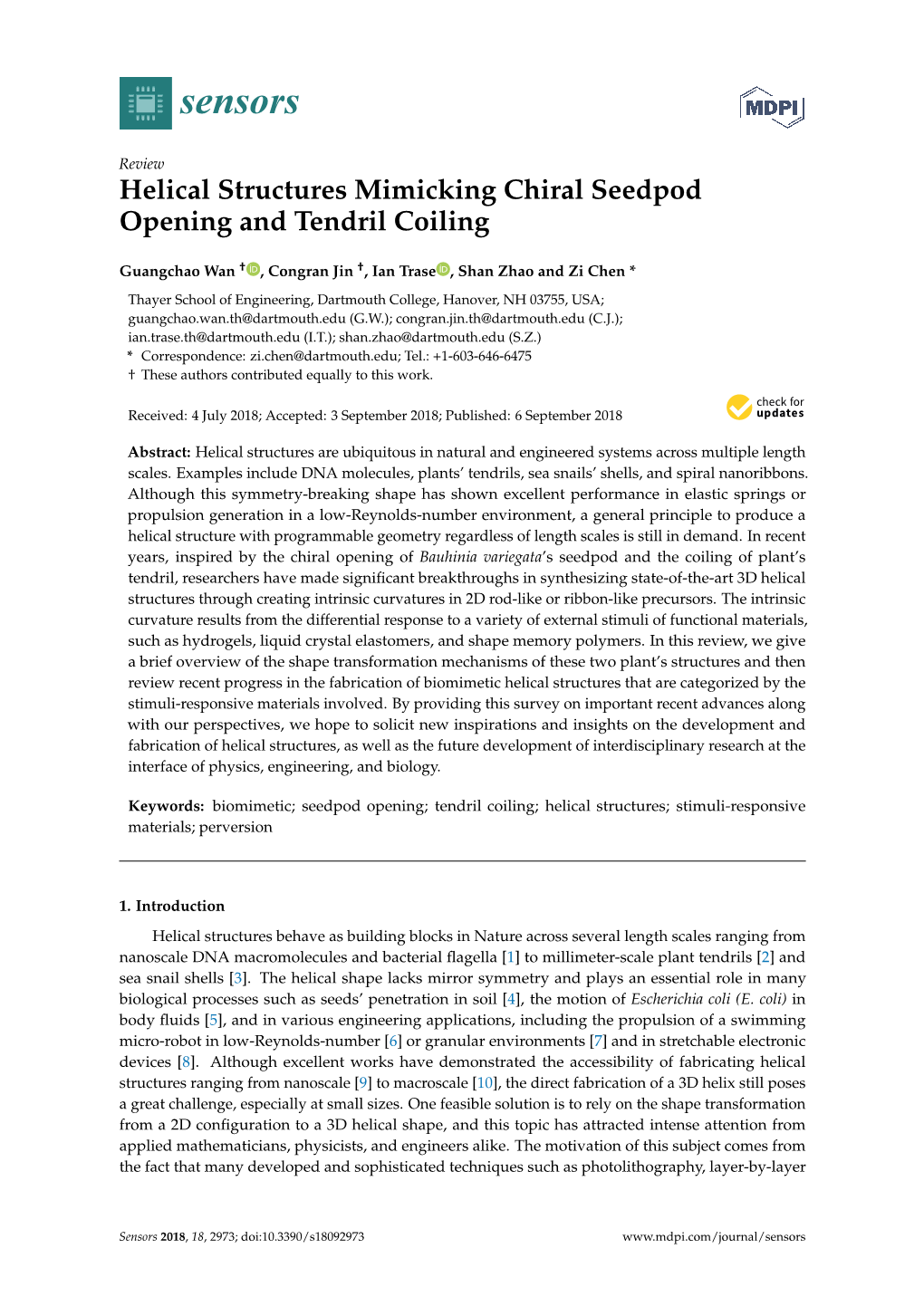 Helical Structures Mimicking Chiral Seedpod Opening and Tendril Coiling