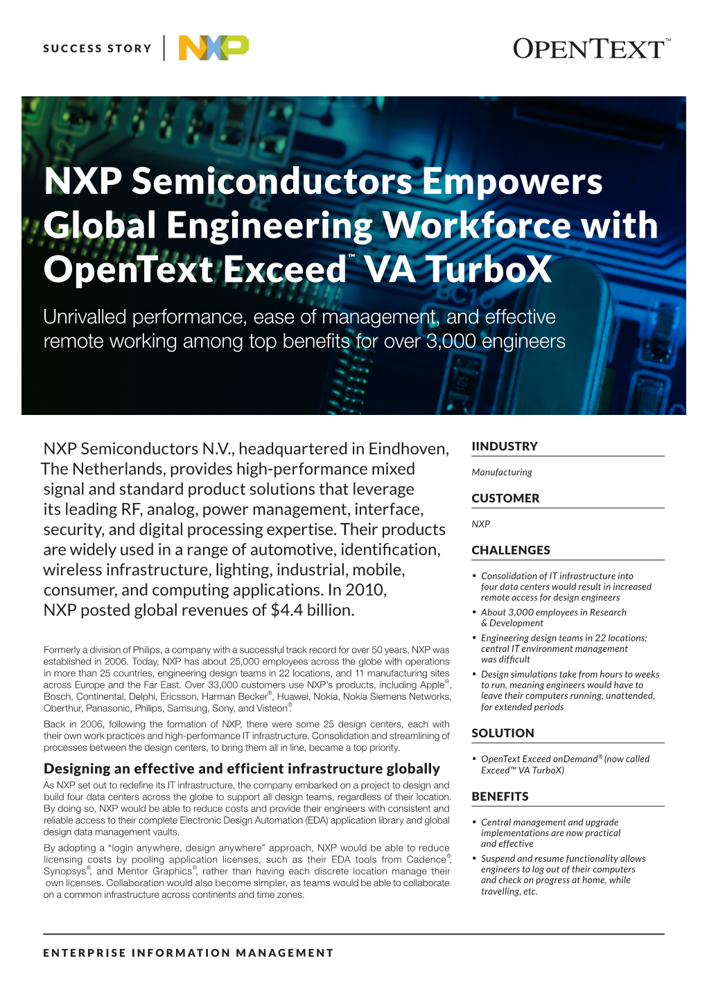NXP Semiconductors Empowers Global Engineering Workforce with Opentext Exceed™ VA Turbox