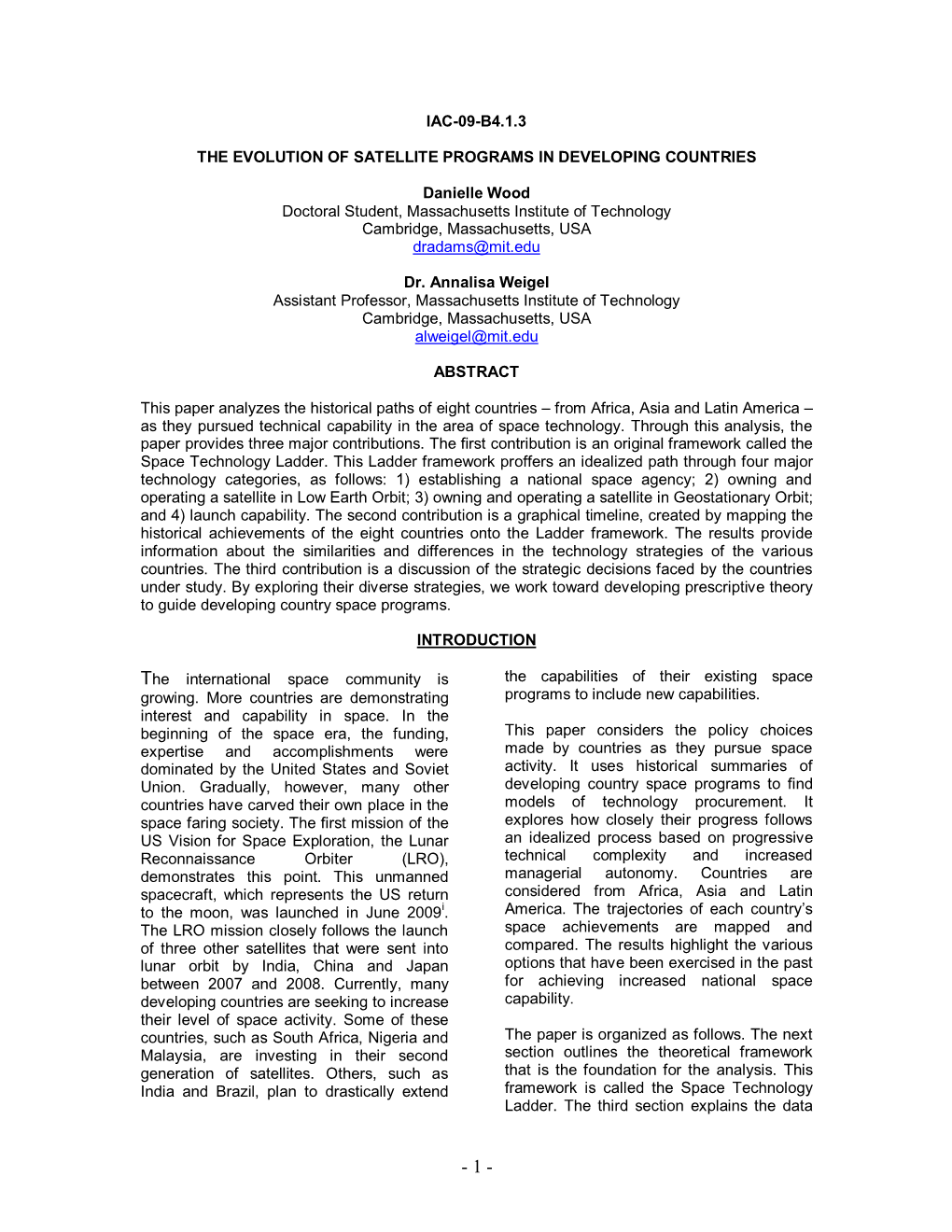 Iac-09-B4.1.3 the Evolution of Satellite Programs In