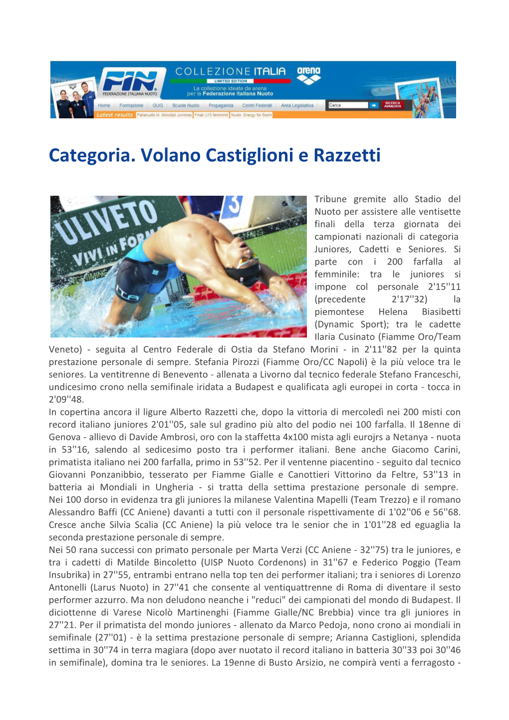 Categoria. Volano Castiglioni E Razzetti