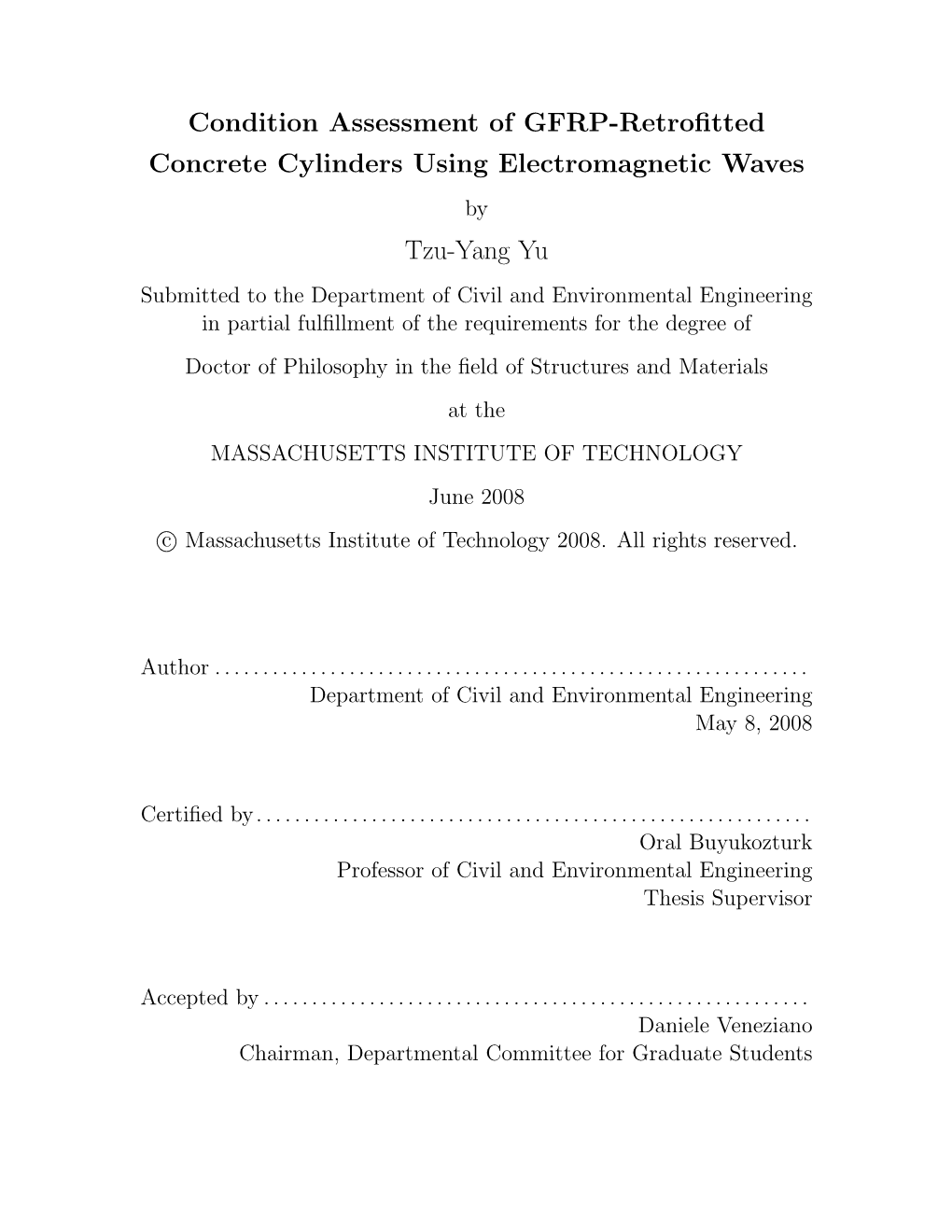 Condition Assessment of GFRP-Retrofitted Concrete