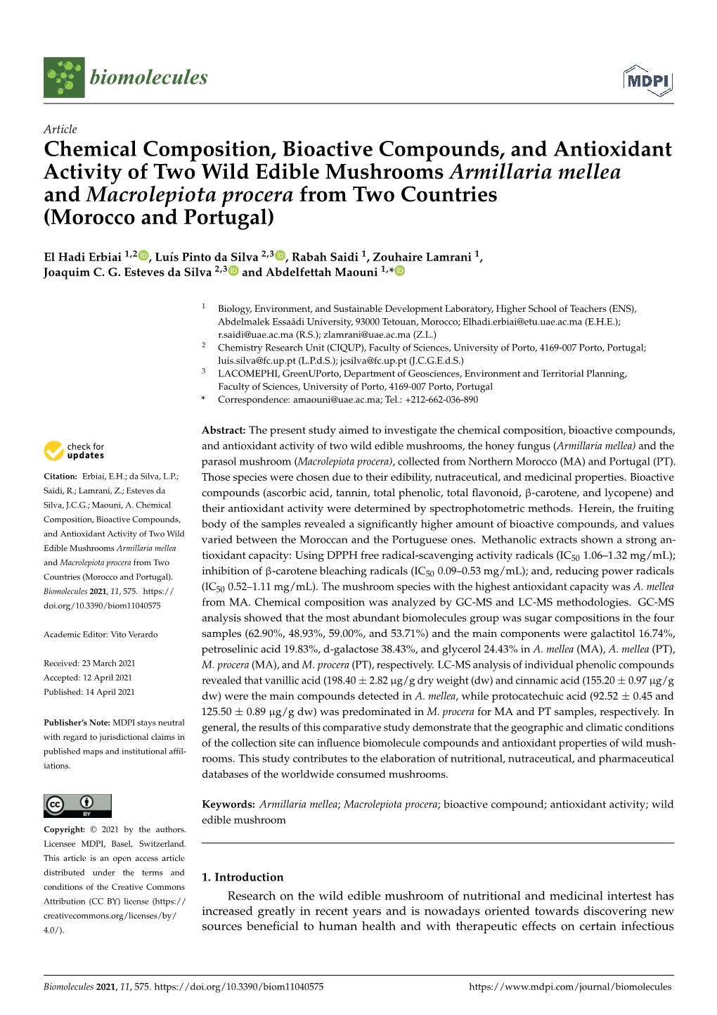 Chemical Composition, Bioactive Compounds, and Antioxidant