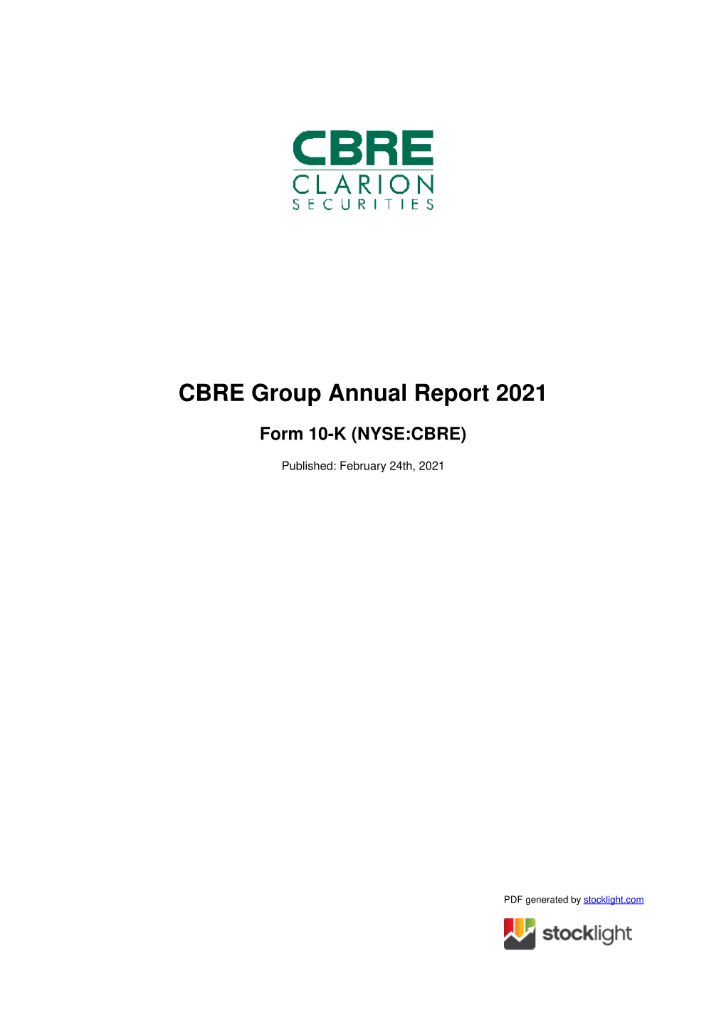 CBRE Group Annual Report 2021