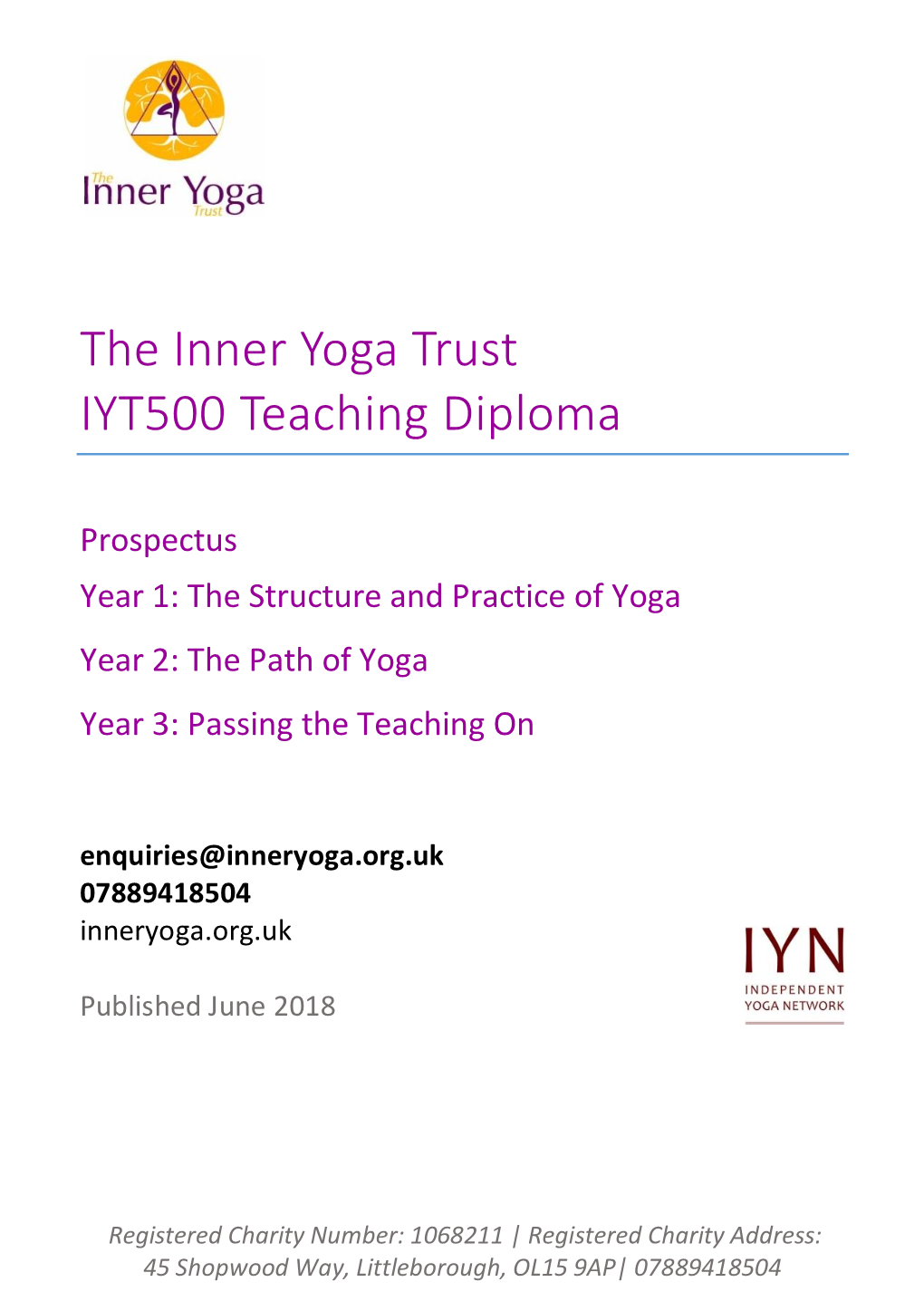 The Inner Yoga Trust IYT500 Teaching Diploma