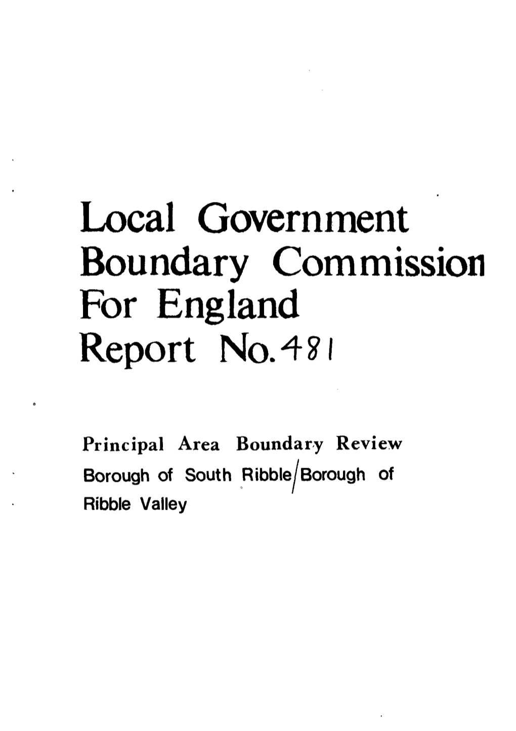 Local Government Boundary Commission for England Report No.4? I
