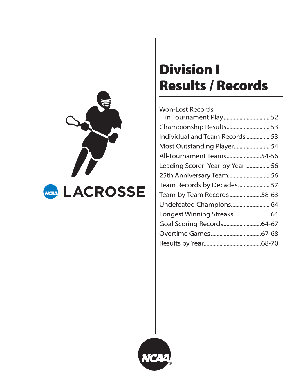 Division I Results / Records