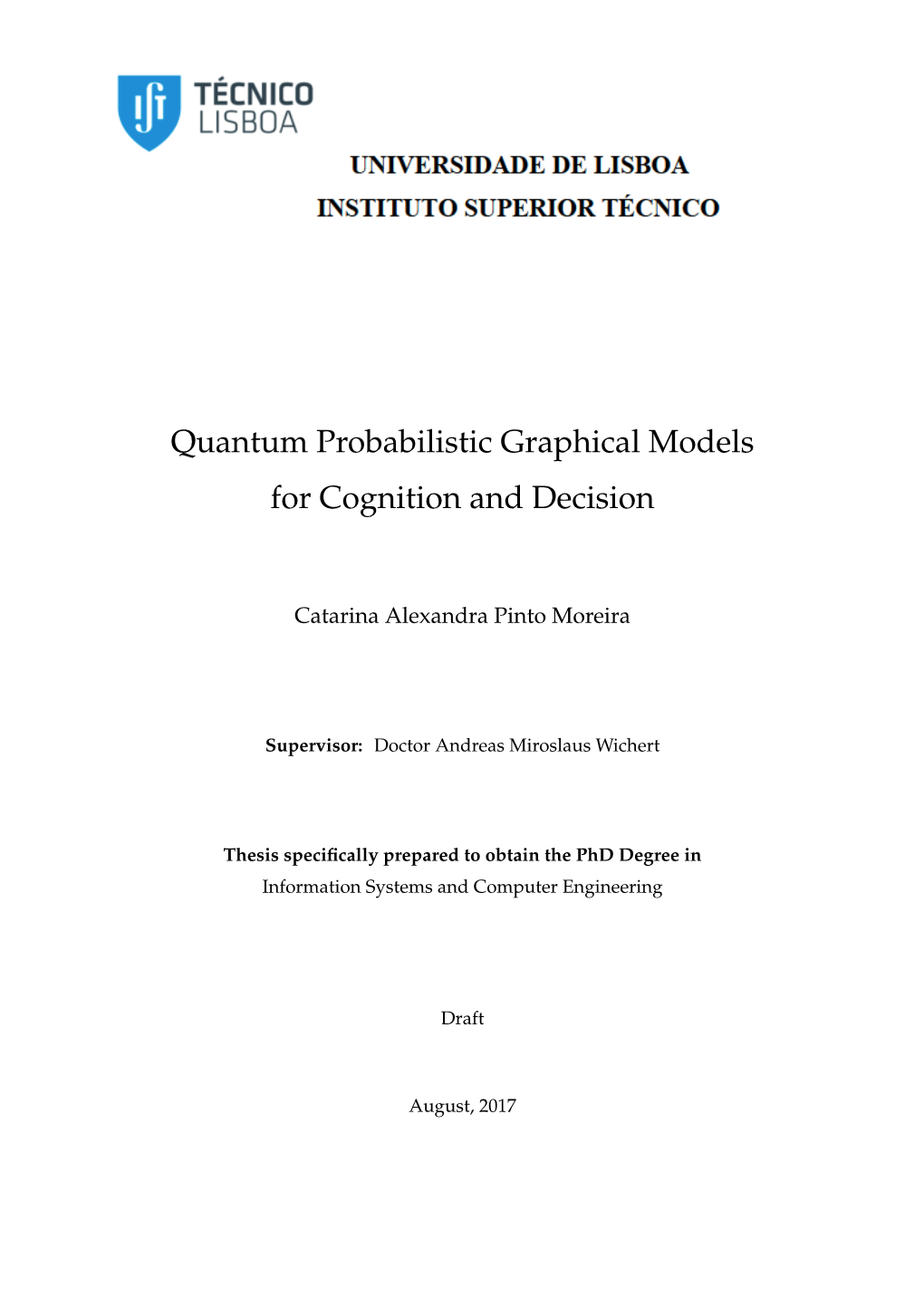 Quantum Probabilistic Graphical Models for Cognition and Decision