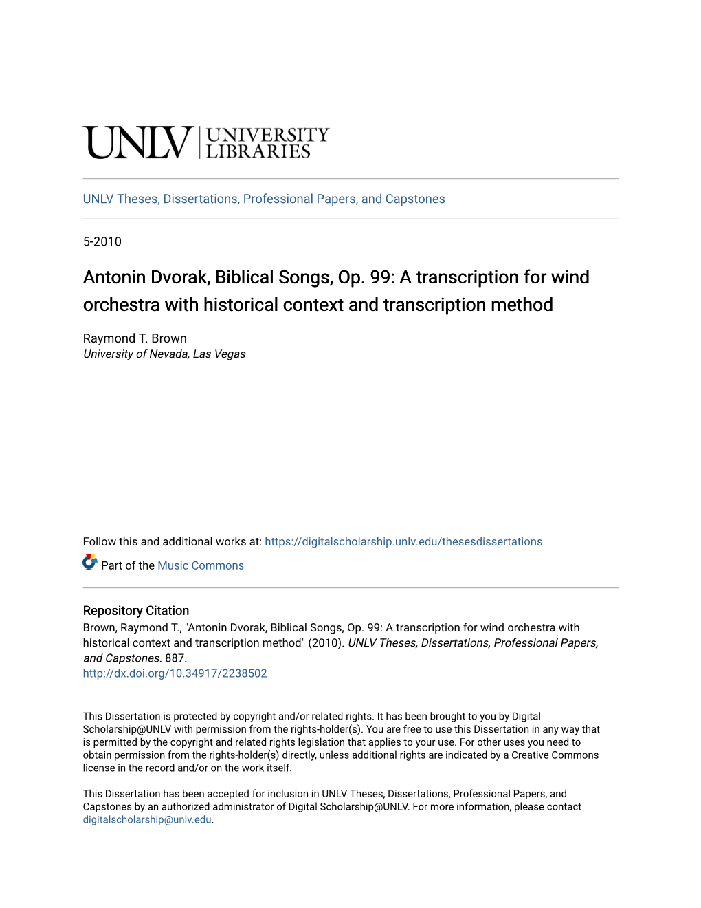 Antonin Dvorak, Biblical Songs, Op. 99: a Transcription for Wind Orchestra with Historical Context and Transcription Method