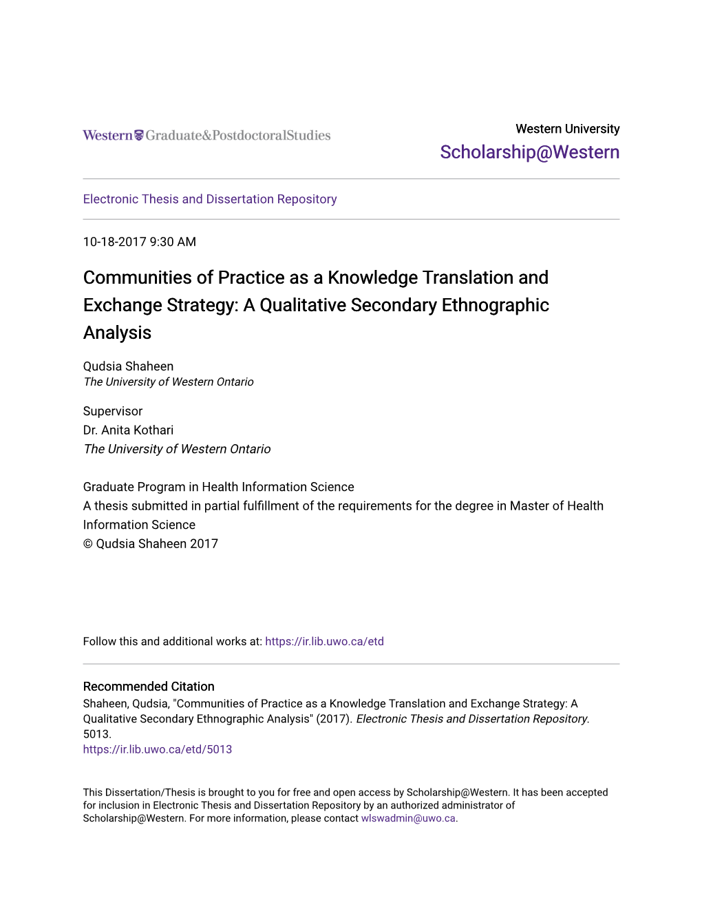 Communities of Practice As a Knowledge Translation and Exchange Strategy: a Qualitative Secondary Ethnographic Analysis