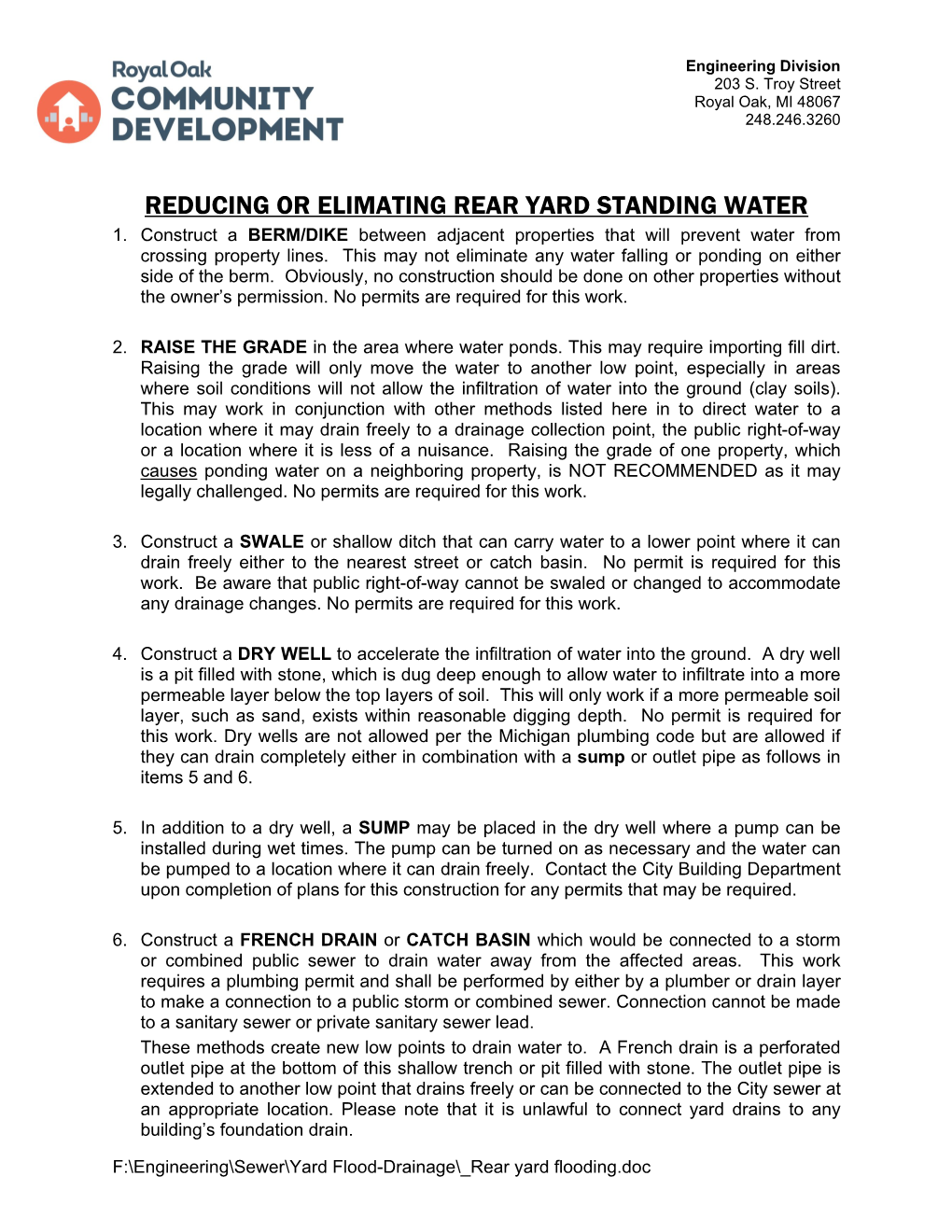 Reducing Or Elimating Rear Yard Standing Water 1