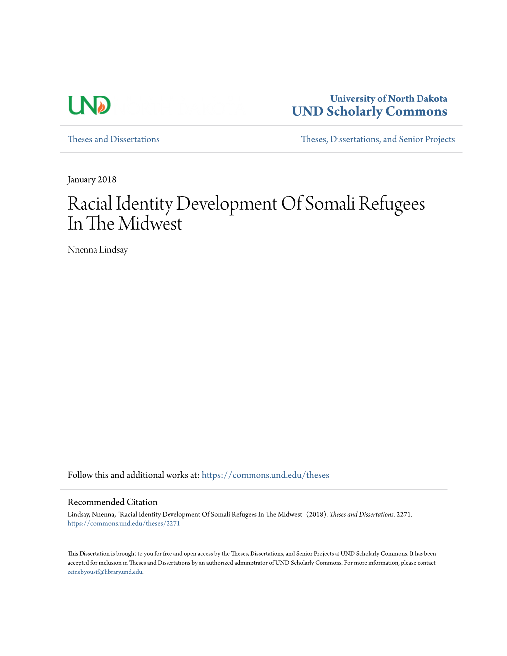 Racial Identity Development of Somali Refugees in the Midwest