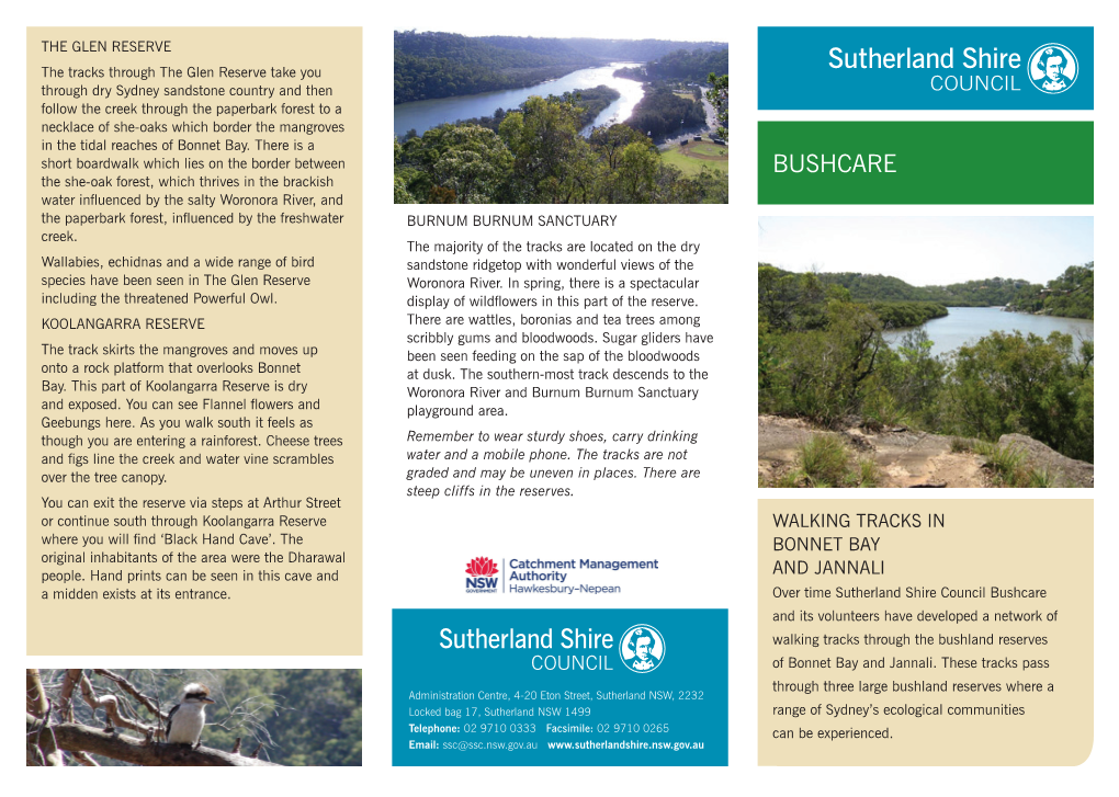 Sutherland Shire Council Bushcare and Its Volunteers Have Developed a Network of Walking Tracks Through the Bushland Reserves of Bonnet Bay and Jannali