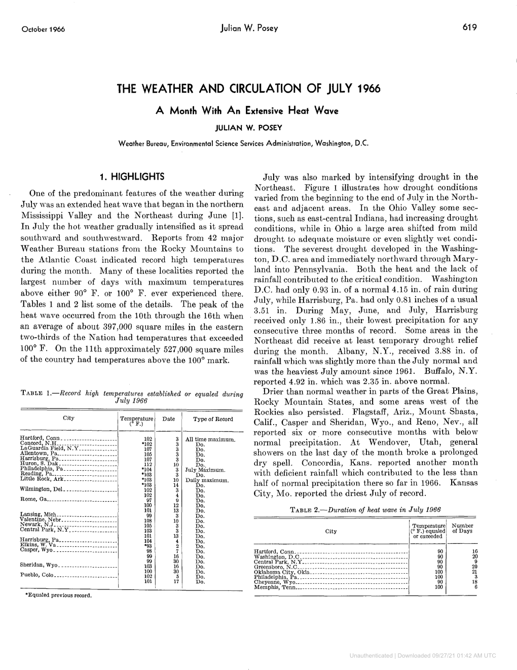 The Weather and Circulation of July 1966