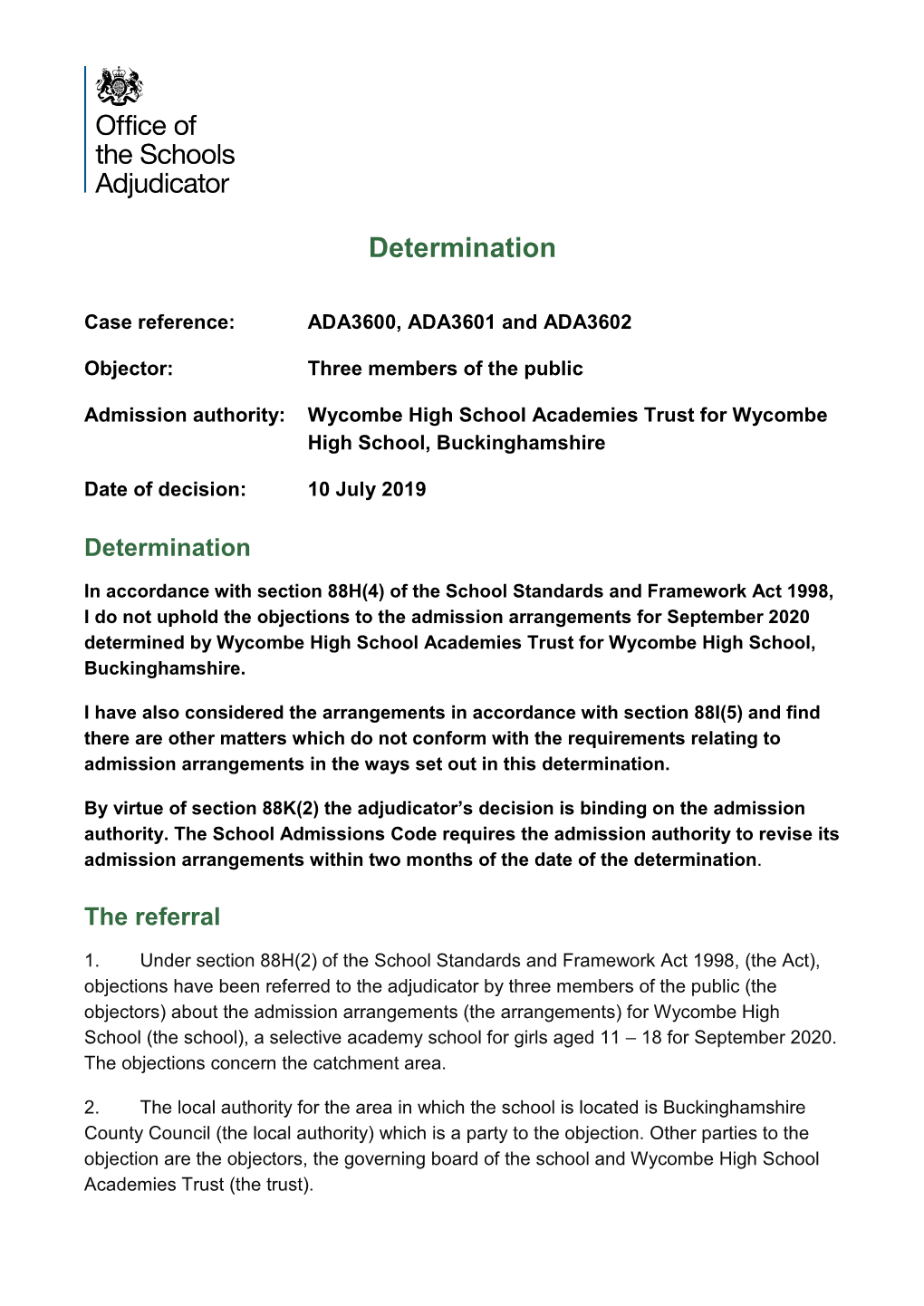 Wycombe High School Academies Trust for Wycombe High School, Buckinghamshire