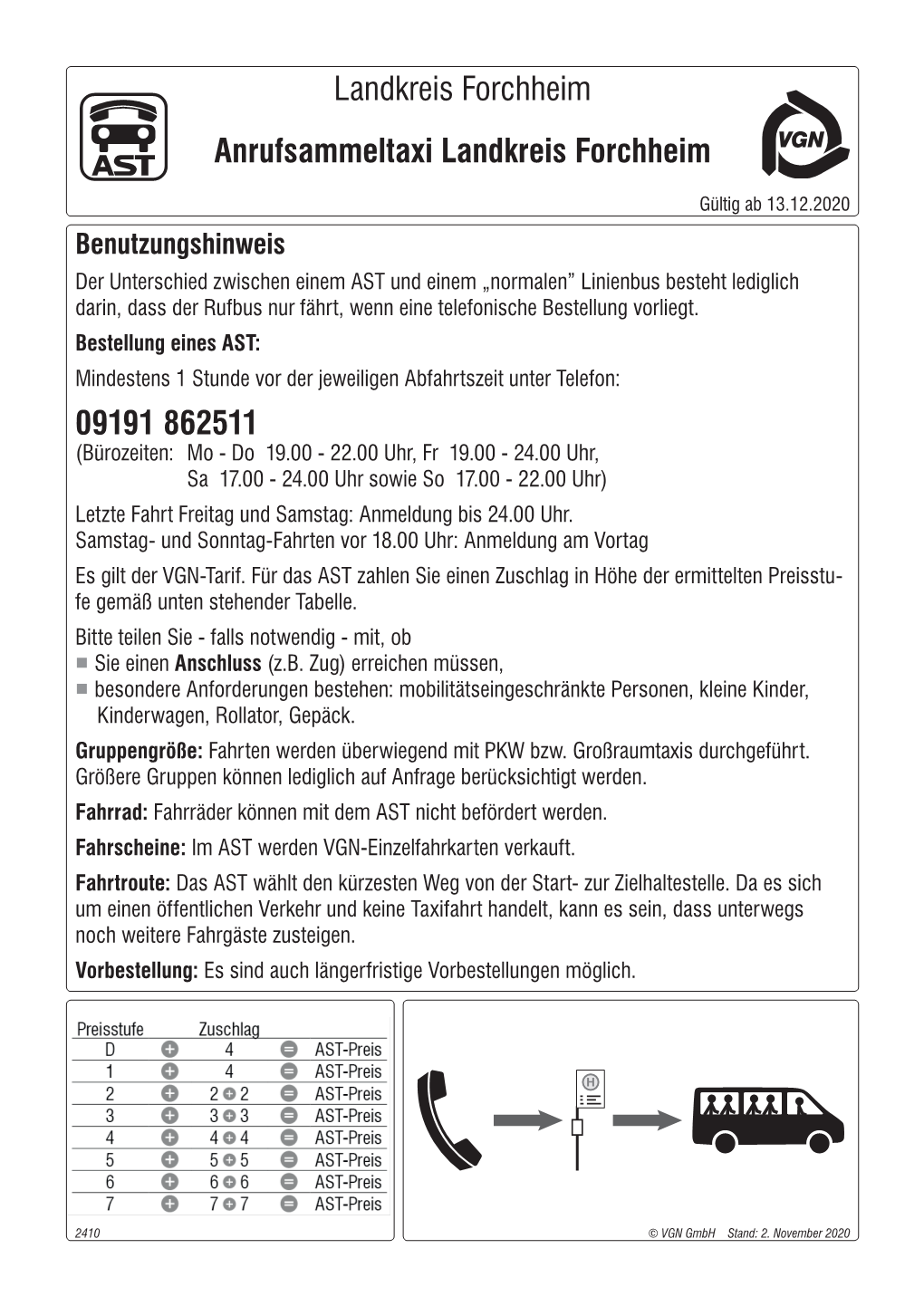 09191 862511 Landkreis Forchheim Anrufsammeltaxi Landkreis