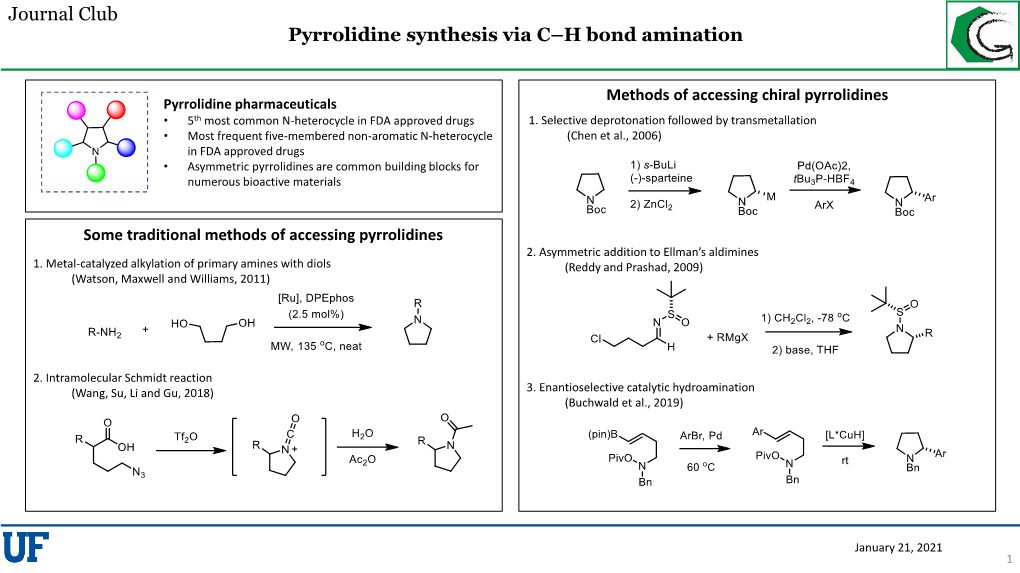 Journal Club Pyrrolidine Synthesis Via C–H Bond Amination