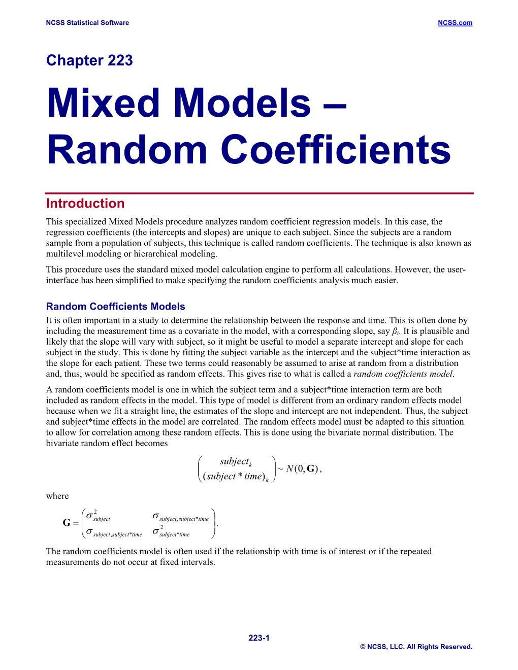 Mixed Models – Random Coefficients