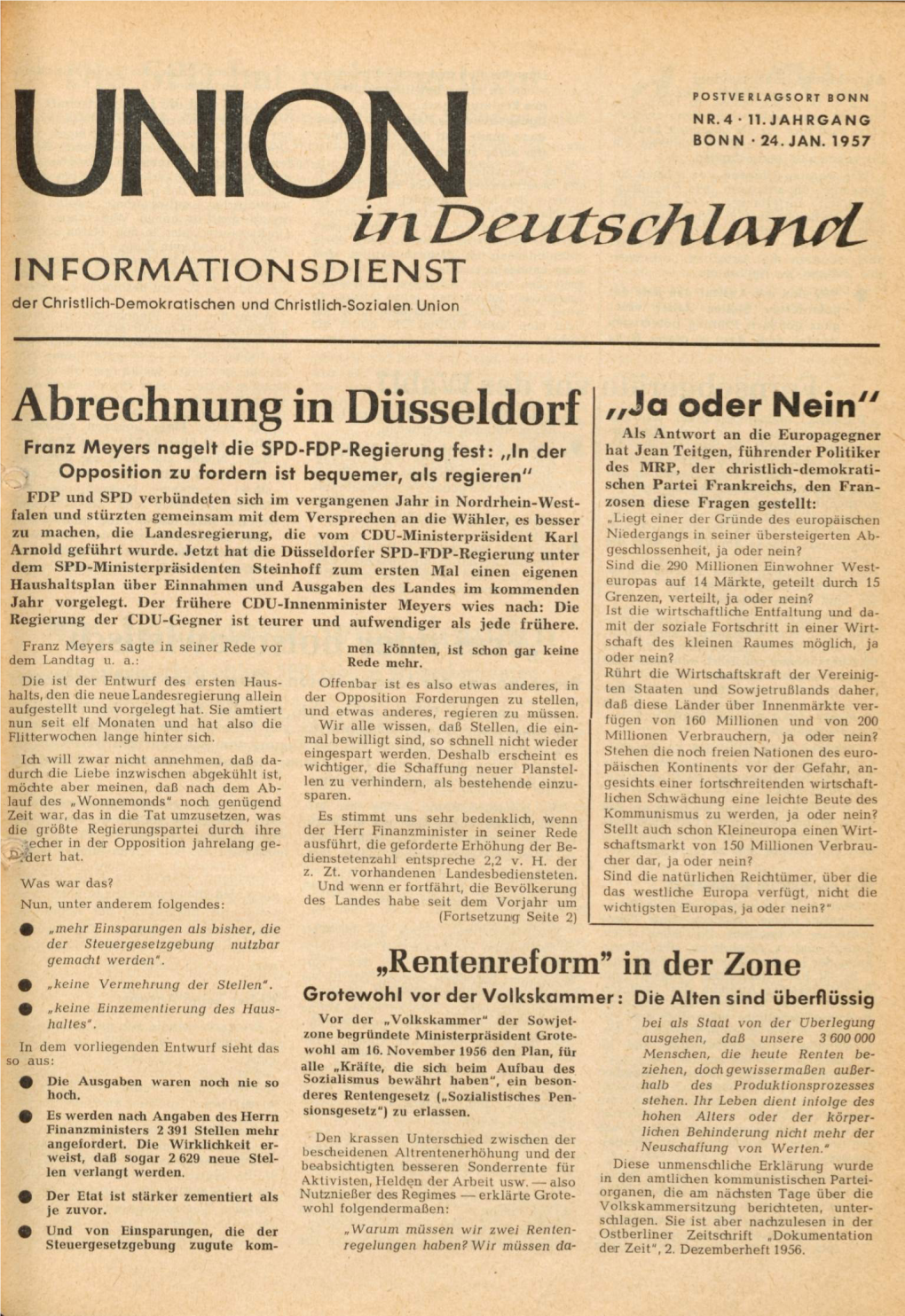 UID Jg. 11 1957 Nr. 4, Union in Deutschland