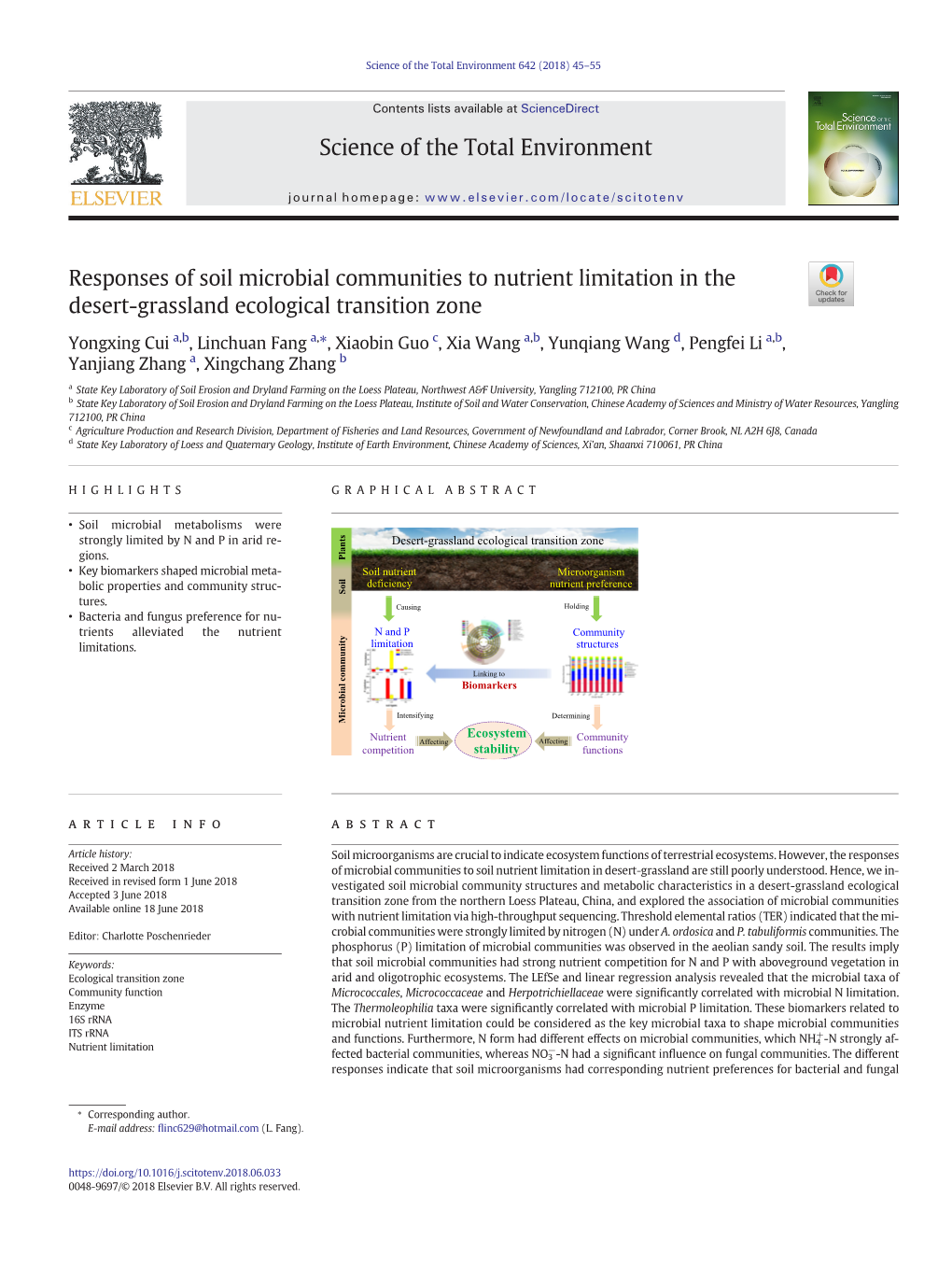 Responses of Soil Microbial Communities to Nutrient Limitation in the Desert-Grassland Ecological Transition Zone