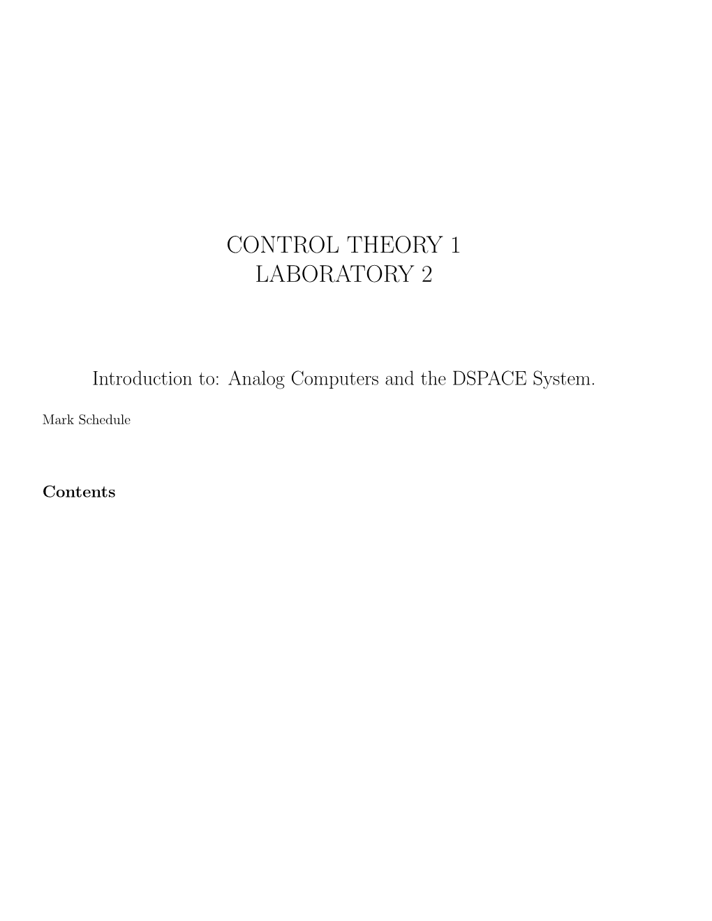 Control Theory 1 Laboratory 2