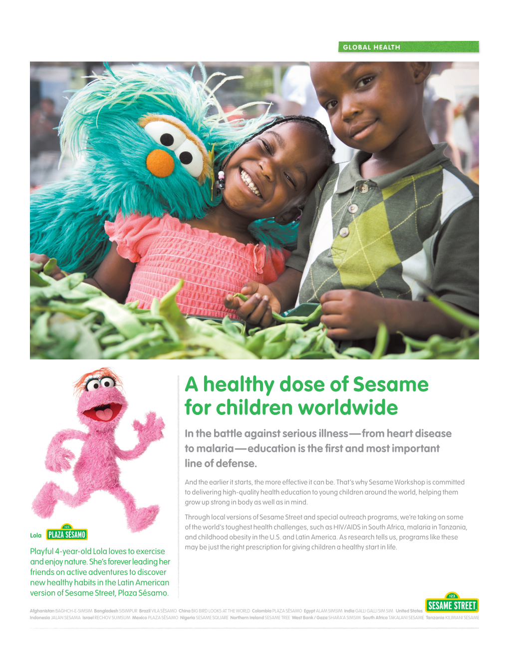 A Healthy Dose of Sesame for Children Worldwide