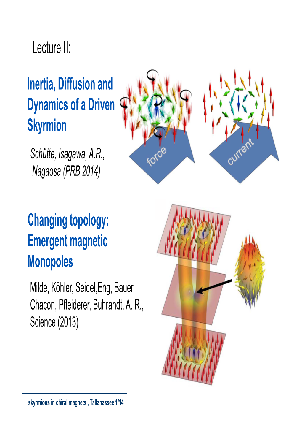 Inertia, Diffusion and Dynamics of a Driven Skyrmion Schütte, Isagawa, A.R., Nagaosa (PRB 2014)