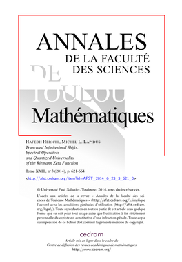 Truncated Infinitesimal Shifts,Spectral Operatorsand Quantized