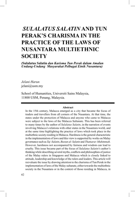 Sulalatus Salatin and Tun Perak's Charisma in The