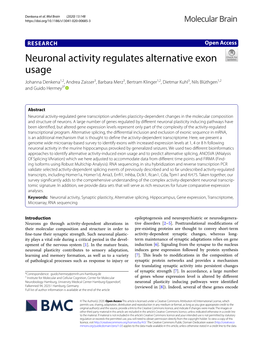 Neuronal Activity Regulates Alternative Exon Usage