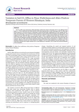 Variation in Soil CO2 Efflux in Pinus Wallichiana and Abies Pindrow