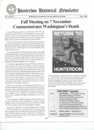 FALL 1999 Fall Meeting on 7 November Commemorates Washington's Death