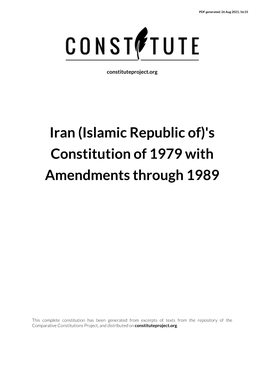 Iran (Islamic Republic Of)'S Constitution of 1979 with Amendments Through 1989