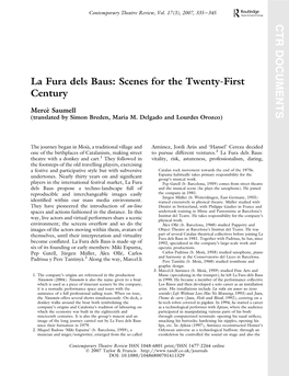 La Fura Dels Baus: Scenes for the Twenty-First Century