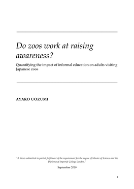 Do Zoos Work at Raising Awareness? Quantifying the Impact of Informal Education on Adults Visiting Japanese Zoos