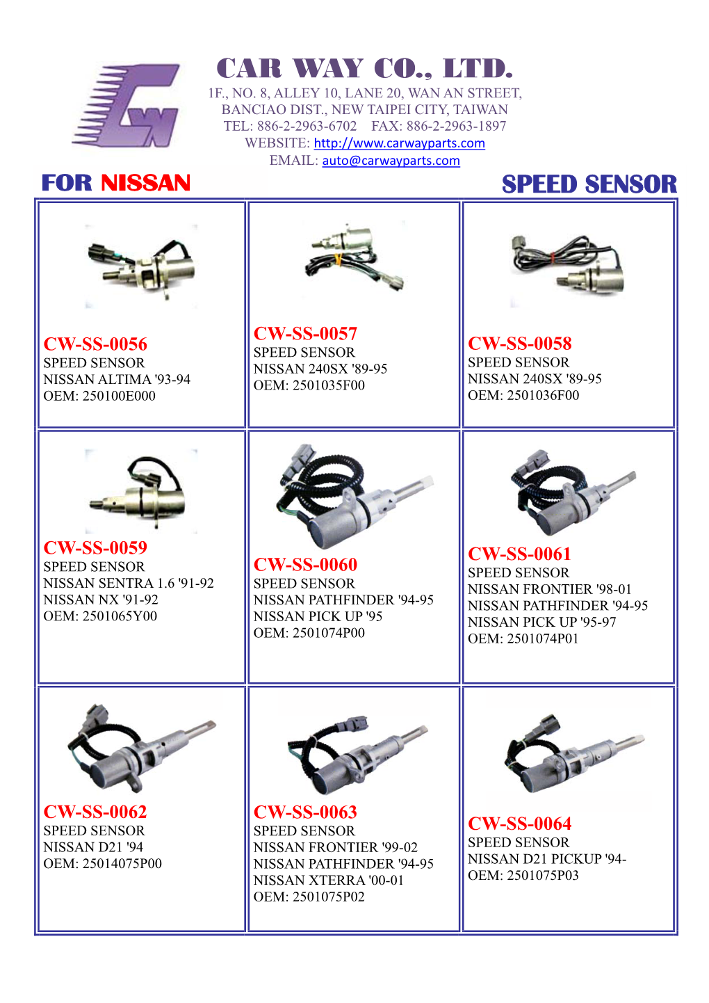 Speed Sensor for Nissan Cw-Ss-0147