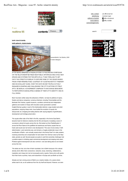 Realtime Arts - Magazine - Issue 95 - Berlin: Island & Identity